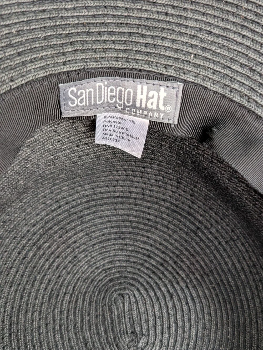 San Diego Hat Company Black Wide Brim UPF 50+ Sun Hat NWT